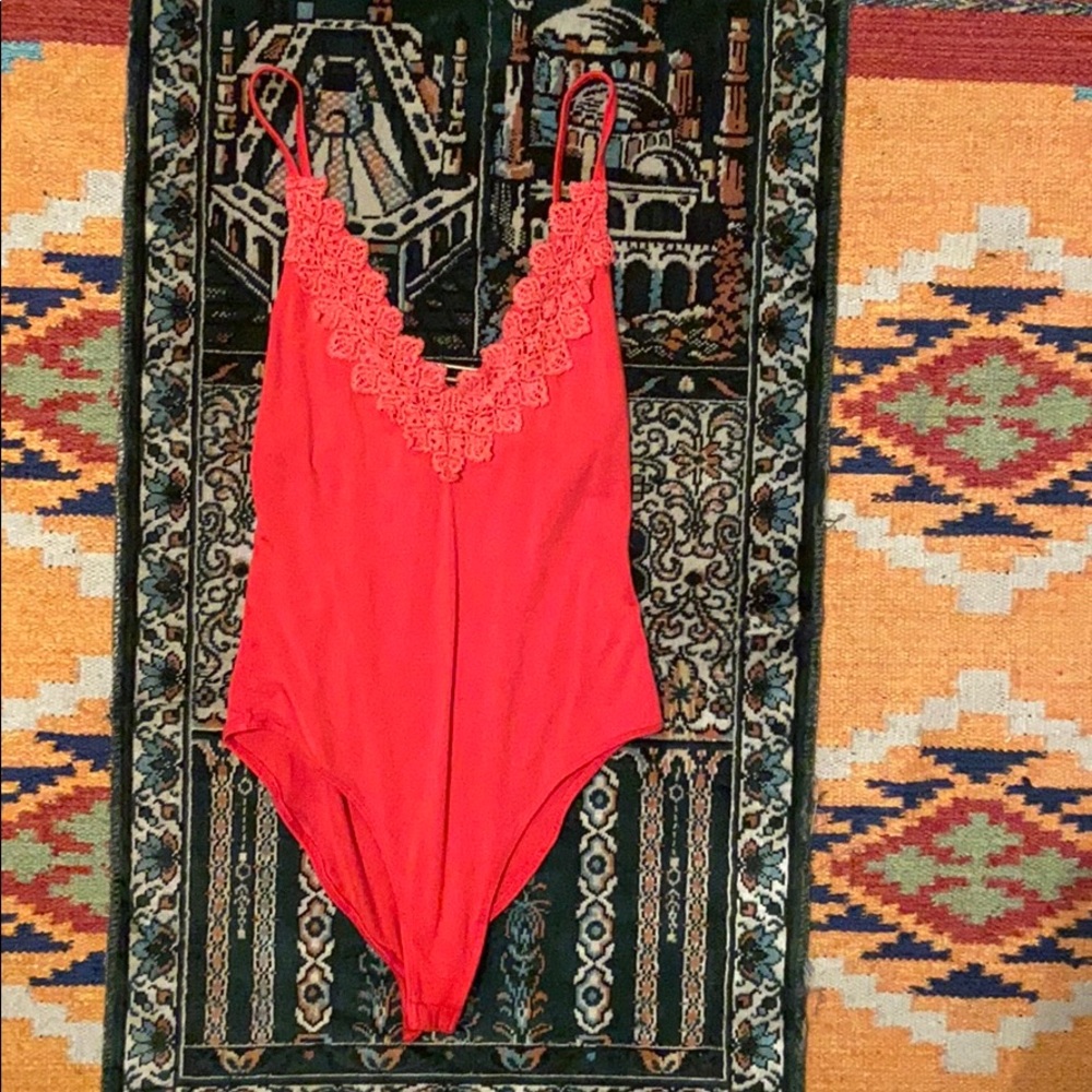 Free People red crocheted one piece